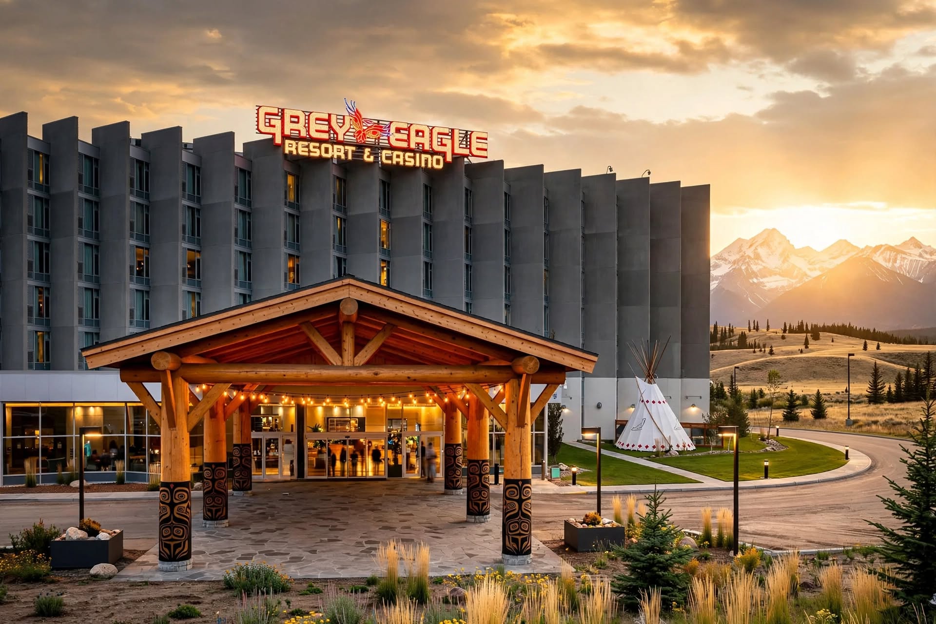 Grey Eagle Resort and Casino near Calgary foothills with mountain views