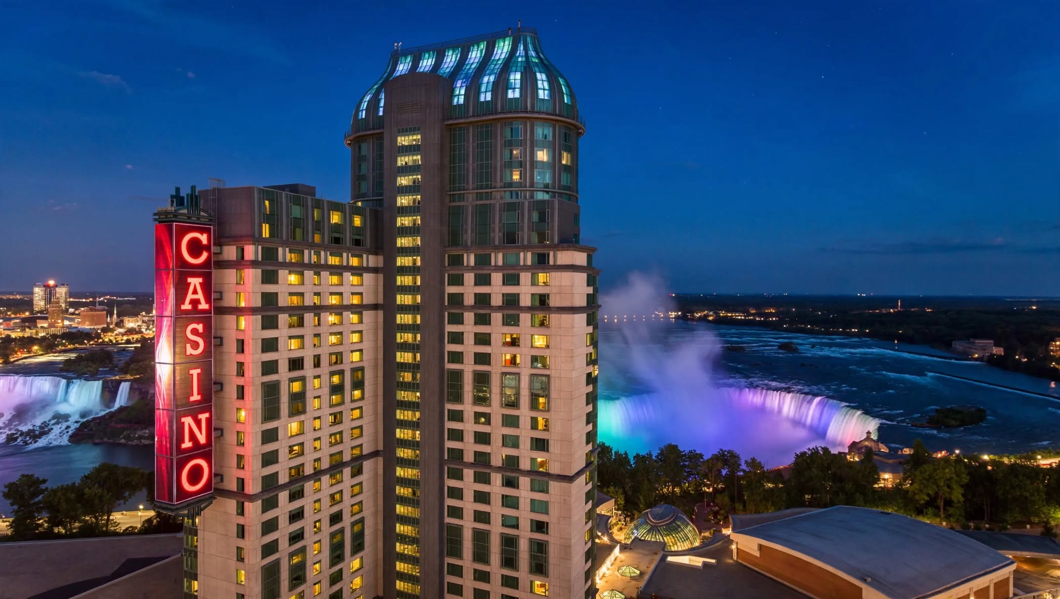 Niagara Fallsview Casino Resort tower overlooking the Horseshoe Falls