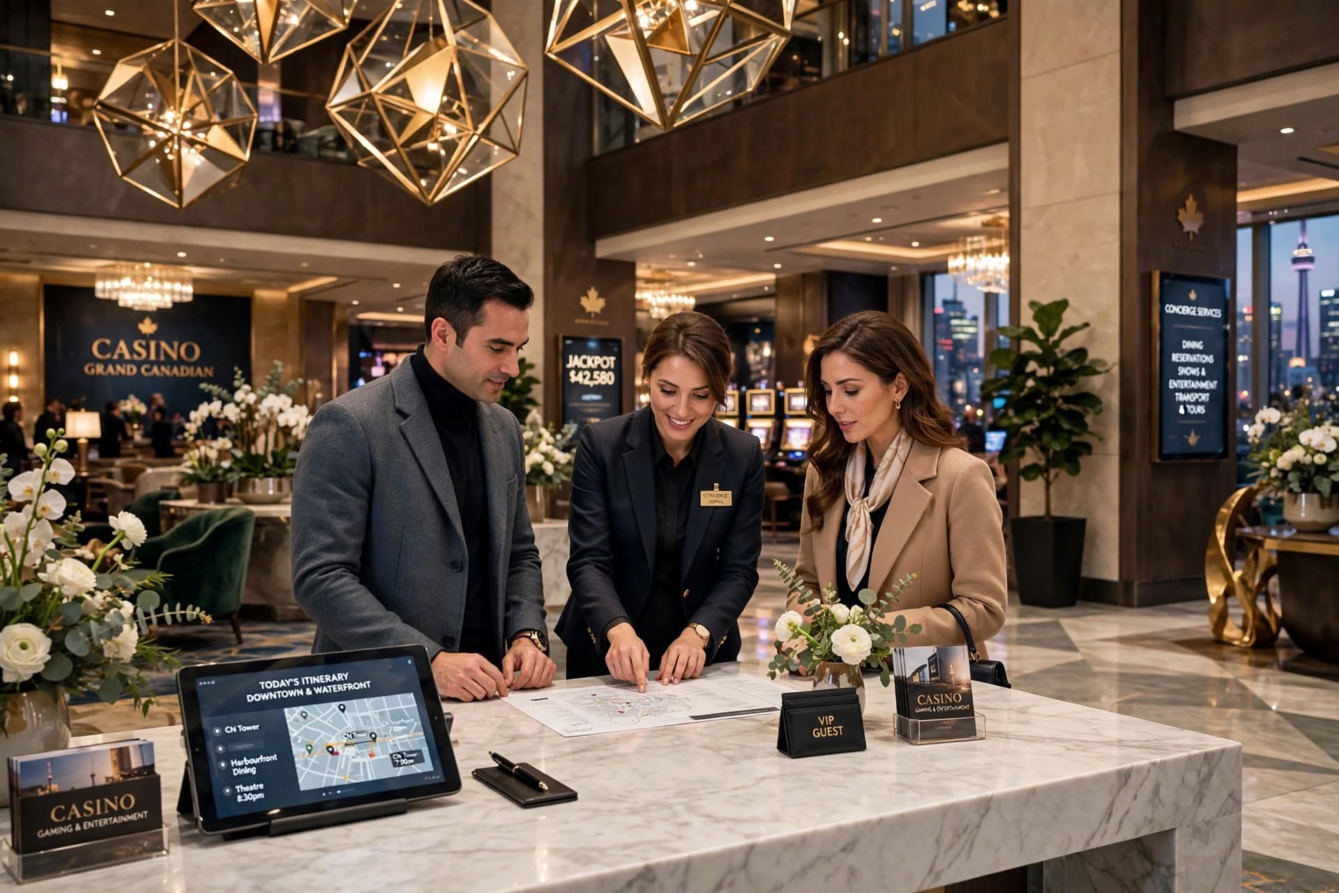 Dedicated concierge desk at a premier Canadian casino hotel